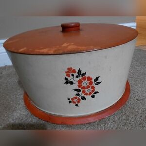 Vintage Decoware Metal Cake Carrier or Cake/Pie Storage Red Poppy Design